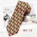 Men's retro business necktie with geometric H pattern, orange and blue formal suit accessory. - HFL-15