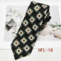 Detailed view of men's retro geometric patterned tie, classic black necktie, 8cm wide - HFL-18