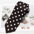 Detailed view of retro brown necktie with white polka dots for men business casual suits 8cm - HFL-20