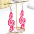 Rosa Acryl Violinschluessel Ohrringe, suesse Musiknoten Haenger Ohrringe fuer Damen. - Musiknote Hänger Stil 1 / Fuchsia