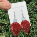 Weihnachtslicht Birne Acryl Glitzer Ohrringe festlich modischer Schmuck Damen Geschenk - Rote Glühbirne