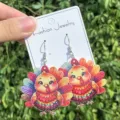 Niedliche bunte Truthahn Acryl Ohrringe fuer Damen Mode Personalitaet Haenger Schmuck. - Bunte Cartoon-Truthahn-Ohrringe-3