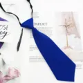 Solid color children tie, cute blue school uniform accessory, 23cm short JK tie for girls daily wear. - Sapphire Blue