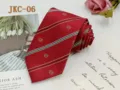 Red JK Uniform Tie with Crown Embroidery Striped Necktie Fashion Unisex Accessory - JKC-06