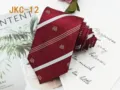Burgundy JK uniform striped necktie with elegant jacquard crown crest detail for daily wear - JKC-12