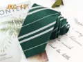Green and white striped tie for JK uniform, 7cm handmade necktie for daily wear. - JKC-19
