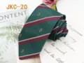 Classic green red striped tie with gold anchor embroidery, pre-tied JK uniform necktie accessory. - JKC-20