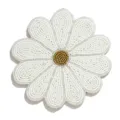 Sous-verre tournesol en perles fait main, tapis de tasse blanc pour la déco de table. - Tournesol Blanc / Blanc