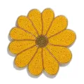 Detalle de posavasos de girasol con cuentas hechas a mano, mantel de flores amarillas. - Girasol Amarillo / Blanco