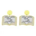 Schöne Lehrer Buch Acryl Ohrringe süße Glitzer Buchstaben Ohrstecker für Damen im Alltag - Notizbuch