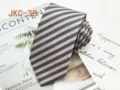 Detail view of a 7cm striped JK uniform necktie with classic diagonal pattern for daily wear. - JKC-38