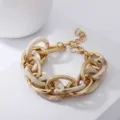 Klobige Acrylharz & Gold Metall Kette Armband Statement Vintage Schmuck Stück - Gold Khaki