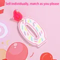Acryl Nummer 0 Donut Geburtstag Kerze Ohrring, stilvoller niedlicher modischer Schmuck. - Nummer 0 (Einzeln)
