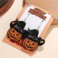 Halloween Acryl Kürbis Hexenhut Ohrringe Detail Nahaufnahme festliche Party Schmuck - Kürbishut