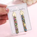 Bunte Glitzer Acryl lange Ohrringe mit goldenem Stecker fuer Damen taegliches Outfit. - Farbige Kerzen