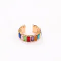 Bunte Baguette Stein Gold Ohrklemme Retro Mode Ohne Piercing Knorpel Clip Schmuck Detail - bunt