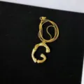 Goldener Buchstabe C Anhänger Halskette Lava Textur Kurze Choker Modeschmuck Damen - Buchstabe G Stil