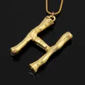 Elegante ubertriebene Lava Textur Buchstabe Anhanger Halskette Europaischer Stil Gold Schmuck - Buchstabe H Stil