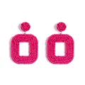 Knallrosa Saatperlen geometrische Ohrringe böhmische handgemachte Ohrringe für Damen - Quadrat Rosarot