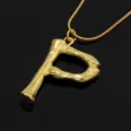 Goldene Buchstabe P Anhänger Halskette Lava Textur Kurze Schlüsselbeinkette Mode Schmuck - Buchstabe P Stil