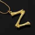 Goldene Lava Textur Buchstabe Z Anhänger Halskette minimalistische kurze Kette Damen - Buchstabe Z Stil