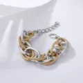 Klobiges Metallketten Armband, goldener Glitzer und silberne zweifarbige Glieder Variante. - Zweifarbig Gold Silber