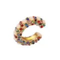 Vintage Goldfarbene Ohrmanschette mit bunten Strasssteinen und Perlen Damenschmuck - Einzelstück / bunt
