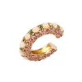 Vintage vergoldete Perlen und bunte Strass Ohrmanschette für Frauen, Ohrclip Schmuck. - Einzelstück / Rosa