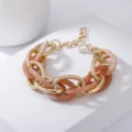 Klobige Kettenarmband, goldene und rosa Acryl gemischte geometrische Mode Schmuck. - Gold Rosa