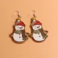 Süße Weihnachts-Schneemann-Holzohrenringe für Damen, Vintage Cartoon Feiertags-Hängeohrringe. - Schneemann / Ein Paar
