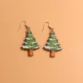Holz Weihnachtsbaum Ohrringe, Vintage Feiertag Ohrhänger, süßer Baumschmuck für Damen. - Weihnachtsbaum / Ein Paar