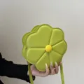 Groene bloem schoudertas mini ronde PU lederen crossbody tas voor vrouwen zomer mode. - Groen