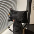 Bolso de Hombro Plisado Negro Mujer Diseño de Nicho Bolso Cruzado Elegante Retro Chic - Negro
