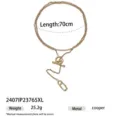 Collana lunga multistrato dorata 70cm catena maglione vintage gioielli donna moda - Collana Lunga Vintage Stile Catena ad Ancora Multistrato (2407IP23765XL)