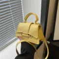 Gele krokodillenpatroon handtas met handvat schoudertas modieuze kleine vierkante tas voor dames - Geel