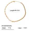 Collana con catena dorata e perle d'acqua dolce barocche design elegante per donna 40+5cm - Stile Giunzione Perla d'Acqua Dolce (2412QT45016XL)