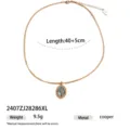 Collana vintage colore oro con ciondolo ovale in conchiglia abalone, gioiello donna. - Stile Guscio di Abalone Vintage (2407ZJ28286XL)