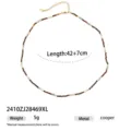 Dettaglio collana con perle in occhio di tigre naturale e dettagli in metallo, lunghezza 42+7cm. - Stile Perlato (2410ZJ28469XL)