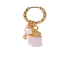 Original design natural crystal shell tassel earrings light luxury gold plated hoop earrings women - Stainless Steel Hoop with Copper Pendant Pink Crystal Shell / Single Piece