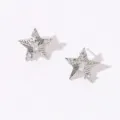 Orecchini a lobo a stella argentati con zirconi scintillanti e design a righe dettagliato. - Orecchini a Lobo Stella Zirconia