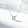 Classic four-prong solitaire moissanite necklace sparkling 1 carat pendant for women chic jewelry - 0.5 Carat Rhinestone (XL410) / Silver
