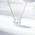 Classic four-prong solitaire diamond pendant necklace, elegant minimalist silver chain. - 3 Carat Rhinestone (XL143) / Silver