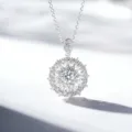 Detail view of S925 sterling silver snowflake pendant necklace sparkling zircon diamond jewelry chic - 925 Silver / Silver Style (XL360)