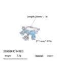 Raffinato orecchino ear cuff argentato con zirconi azzurri e delicato ciondolo pendente. - 1 Pezzo / Polsino per Orecchio Iris Zirconia Blu Mare