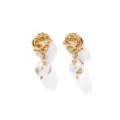 Élégantes boucles d'oreilles pendantes perle fleur rose or vintage mode bijoux femme fête quotidien - Style Pendentif Perle Fleur de Rose 3D (2204ZJ18455YZ)