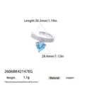 Stunning aquamarine heart zirconia ear cuff sparkling delicate jewelry in copper - Heart Blue Zirconia Ear Cuff