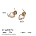 Mode transfrontalière cuivre nacre cœur rose boucles d'oreilles pour femmes élégantes - Style Fleur de Rose Cœur Nacre (2511ZJ41294YZ)