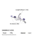 Silver purple zirconia crystal body piercing jewelry multi stone fashion accessory 55mm - Iris Purple Long Ear Cuff