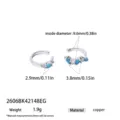 Copper cubic zirconia ear cuff with 9.6mm inner diameter and lightweight 1.9g design. - Imitation Blue Turquoise Ear Cuff