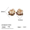 Boucles d'oreilles vintage en pierre œil de tigre naturelle pour femme, clous en cuivre. - Style Œil de Tigre Pendentif Gland (2510ZJ41173YZ)